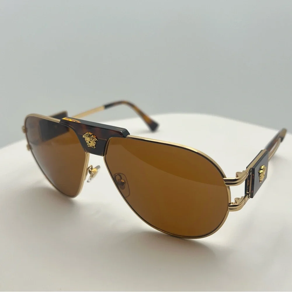 Versace Gold and Brown Sunglasses - Picture 2 of 6